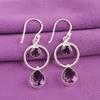 Pear Crown Chakra Amethyst Stone Sterling Silver Daughter Gift Dangling Earrings EE-140-5