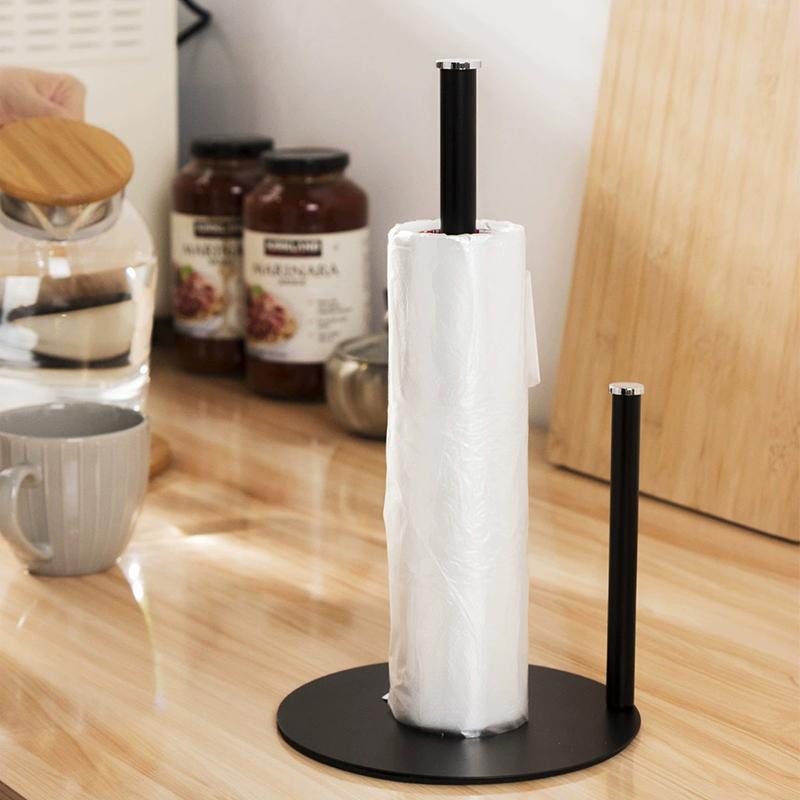 Paper Towel Holder, Black Perforation-Free Paper Towel Holder For Kitchen Bathroom, Paper Roll Holder