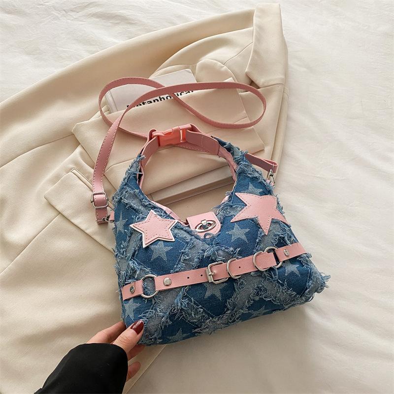 A Sexy Cloth Bag Women's New Casual Denim Fashion Portable Shoulder Underarm Bag Women's Bag