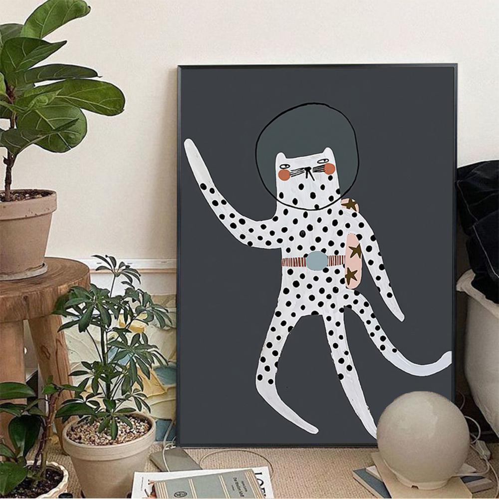 1 Stück Nordisch Cartoon Fuchs Hase Kindergarten Poster Aufkleber Kunst Wandmalereien Dekor Spielzimmer Dekor Geschenke Kawaii HD Malerei Katze