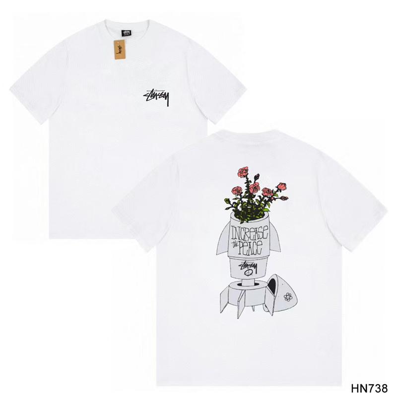 Stussy 2025 Sommer Neues Hochwertiges Rundhals-T-Shirt aus Baumwolle für Männer und Frauen Klassisches Logo mit neuem Musterdruck Paar-T-Shirt