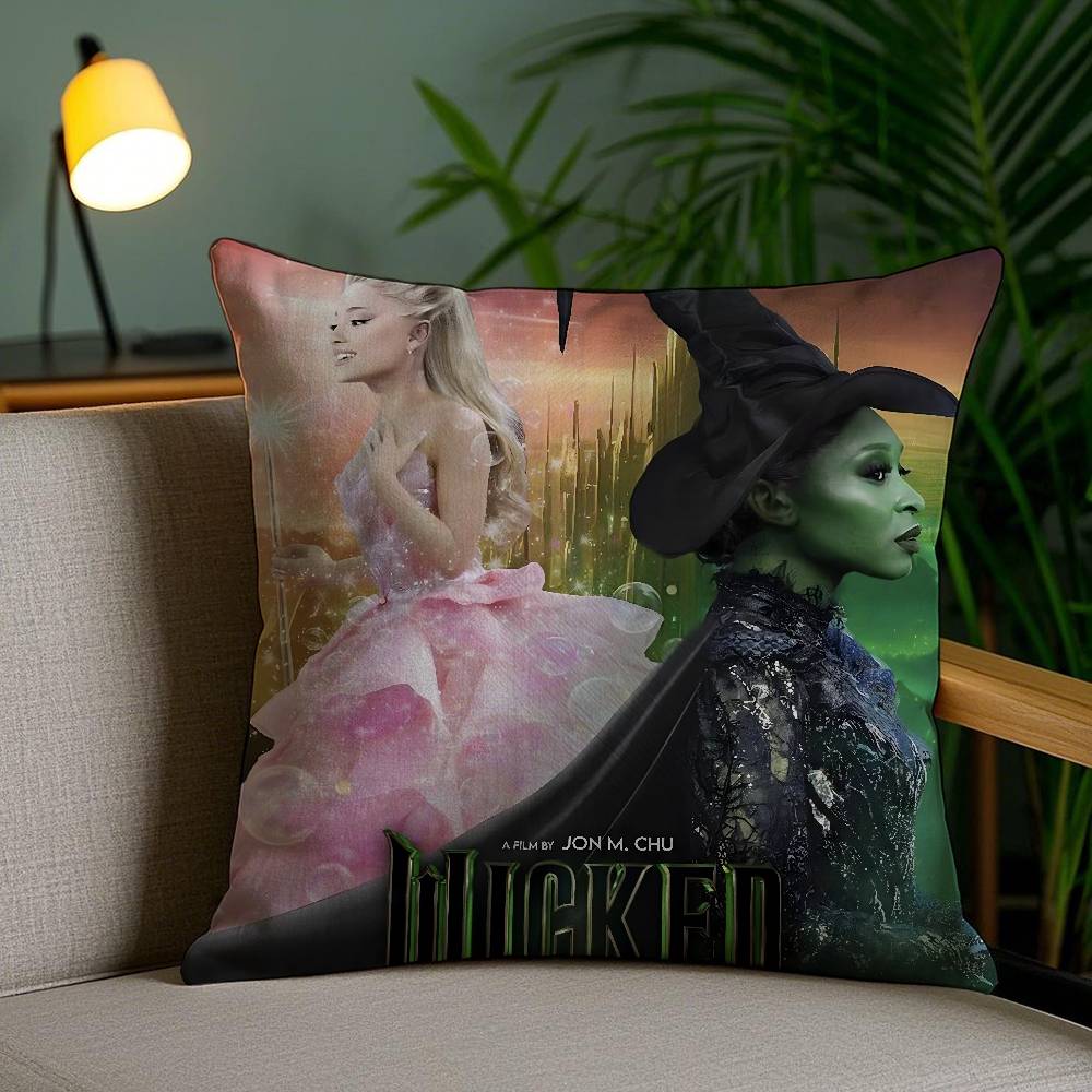 W-Wicked Part One Movie Pillow Case Home Dorm Chair Back Short Plush Double-Sided Printing Office Nap Time Cushion Cover