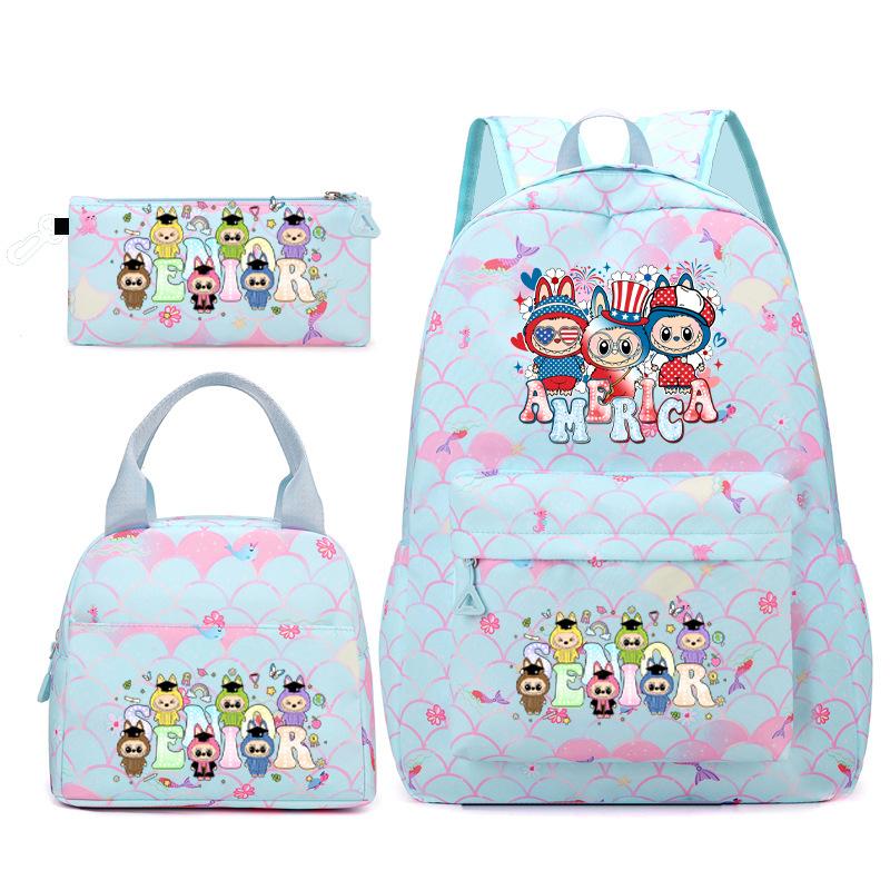School Bag New Primary School Students Junior High School Students Fashion Three-piece Backpack