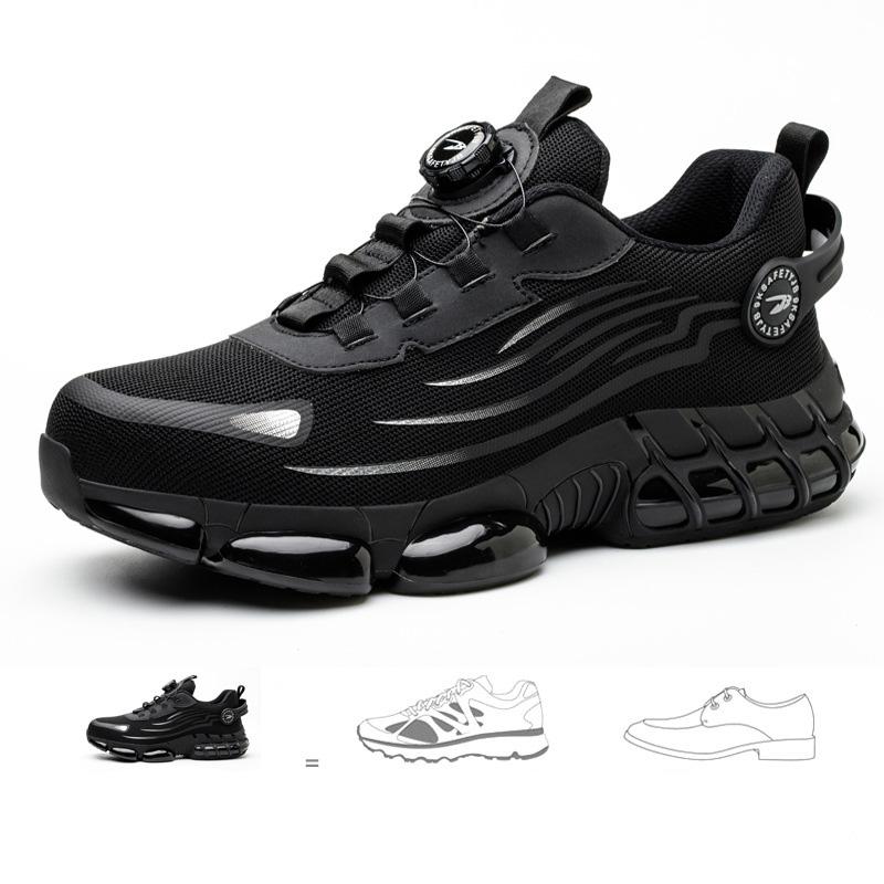 Rotary Button New Safety Shoes For Men, Anti-Impact And Anti-Piercing Work Shoes, Fashionable Men'S Sports Shoes, And Safety Pro