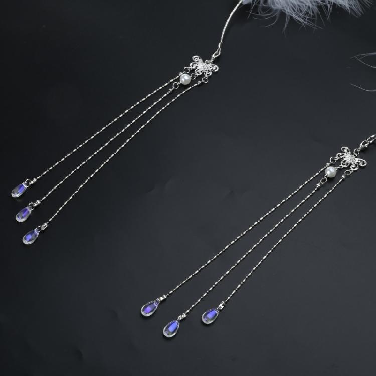 Feather Headband with Tassel White Feather Hair Hoop Headwear for Women