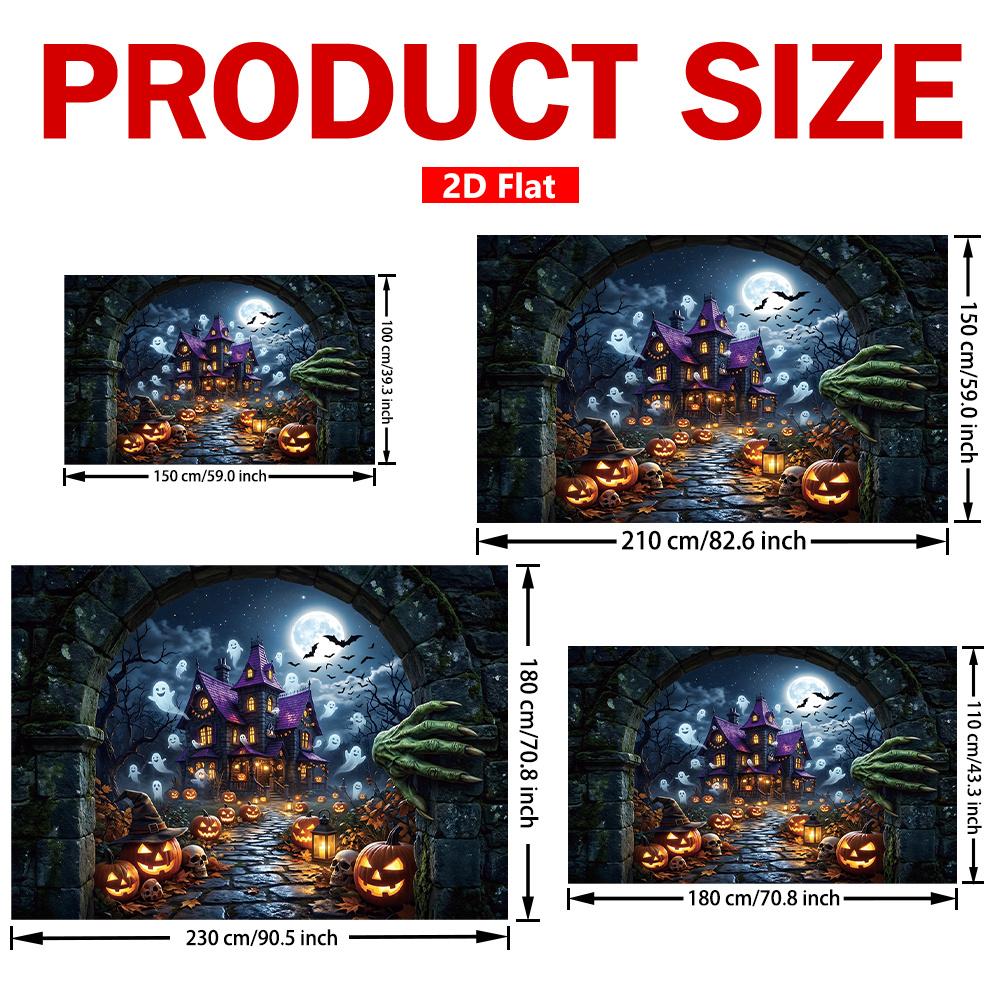 1Pcs Spooky Haunted House Pumpkin Ghost Decoration Background Halloween Backdrop Decorations For Photo Studio Photo Booth Party