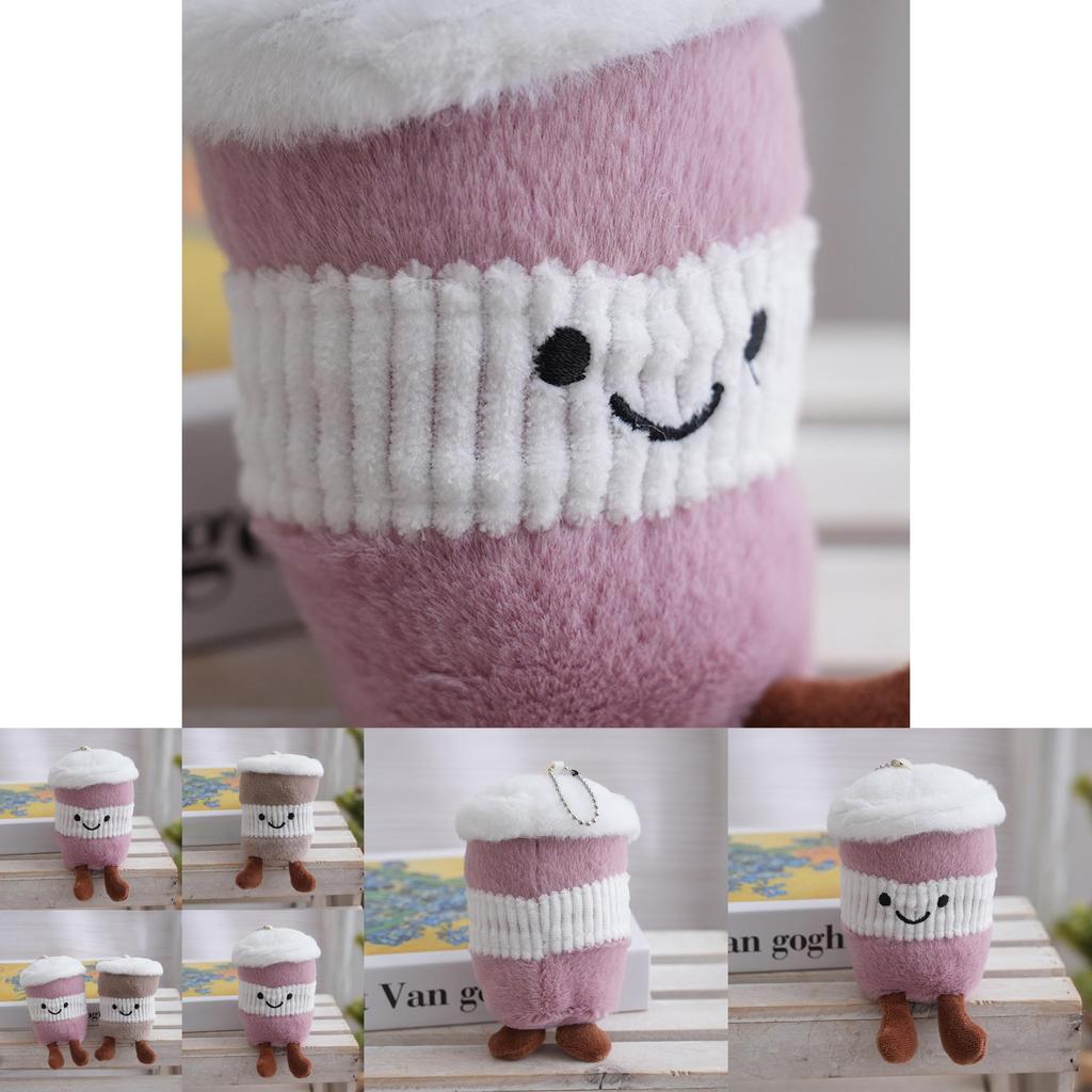 Plush Keychain Cute Cartoon Coffee Cup Pendant With Pp Cotton Filling For Bag Decor And Gift