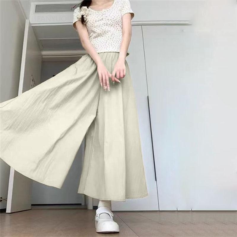 Summer Girls' Dress Pants Solid Versatile Thin Children Straight Leg Pant Loose Casual Children Casual Skirt Trousers