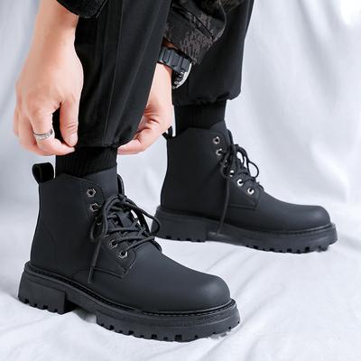 Brand Men Retro Work Shoes Autumn Winter Thick Bottom High Top Non Slip Warm Casual Boots Leather Lace-up Big Head Tooling Boots