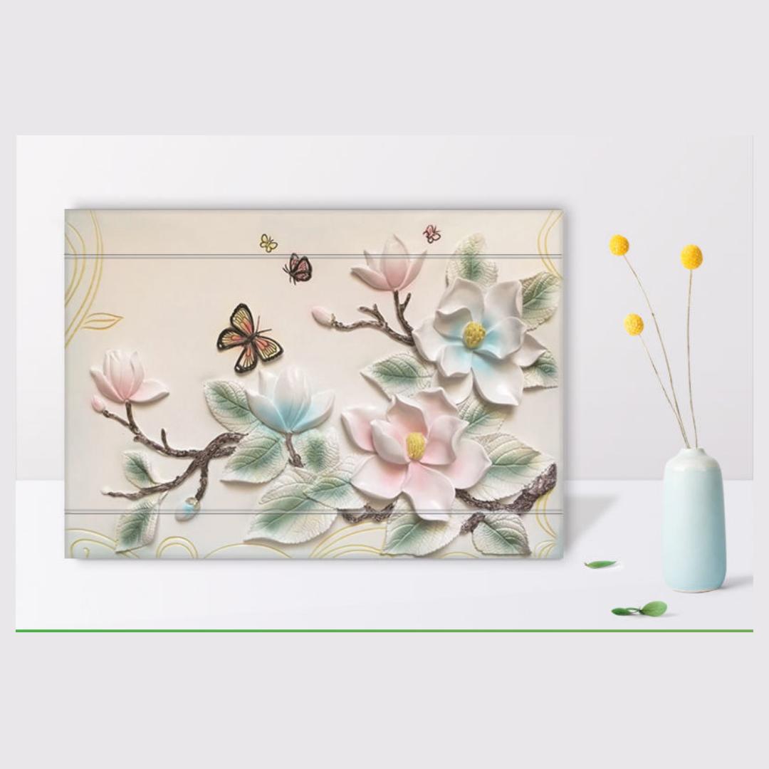 

Наклейки на стену, абстрактные 3D белые цветы, цветные бабочки на деревьях, самоклеящиеся обои, художественные розовые цветочные постеры, принты для украшения гостиной 30cm x 20cm