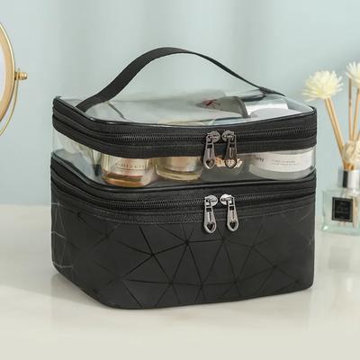 Organizador de Maquiagem Multifuncional de Camada Dupla Bolsa Cosmética Estojo de Maquiagem Grande Capacidade Viagem Maquiagem Necessaire Caixa de Armazenamento