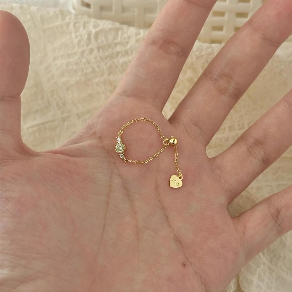 Unique Adjustable Chain Ring For Women With Stunning Olive Moissanite Detail