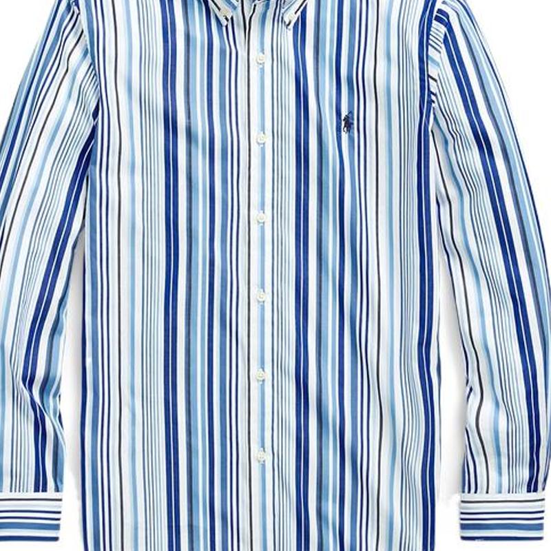 Polo Ralph Lauren SS22 Custom Striped Poplin Shirt Men Shirts Blue MNPOWOV16821965-400