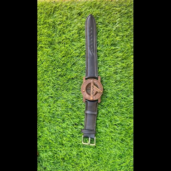Maritime Steampunk Sundial Compass Wrist Watch Antique Navigation Leather Bracelet, Black