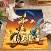 Looney Roadrunner Coyote Adventure Customized Name Carpet Design for Dining Room Entryway Dormitory Game Room Antislip Carpet Decorate Offices