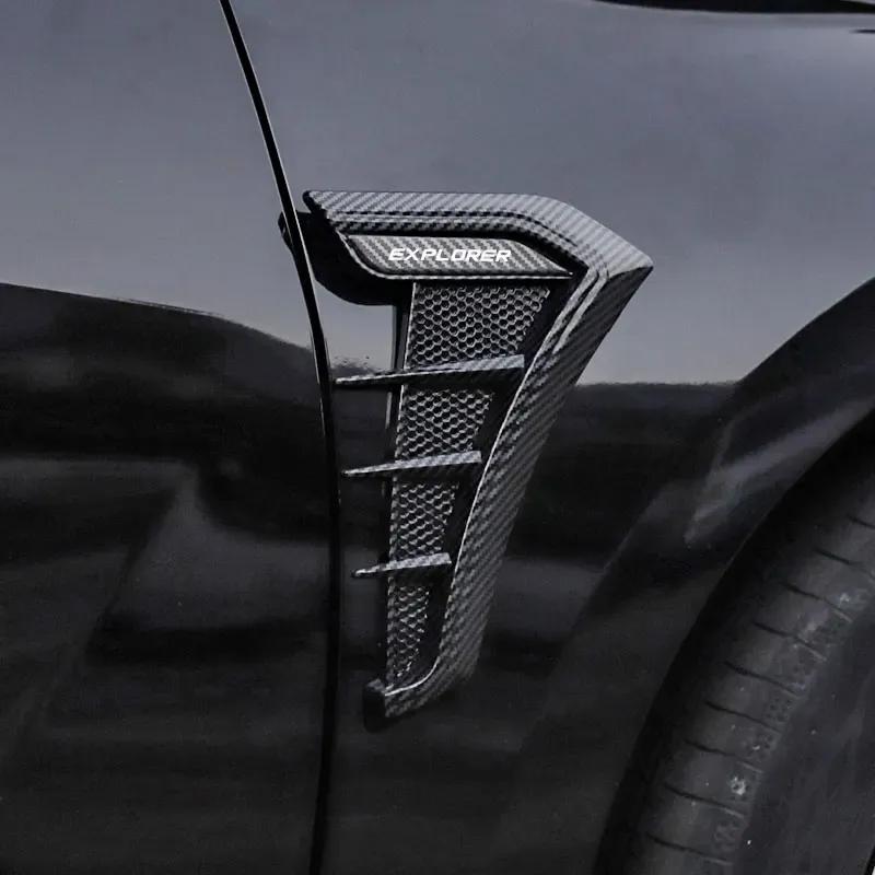 Carbon Black Car Fender Side Vents Air Flow Intake Hole Grille Sticker Cover For Ford EXPLORER with  Car Accessories