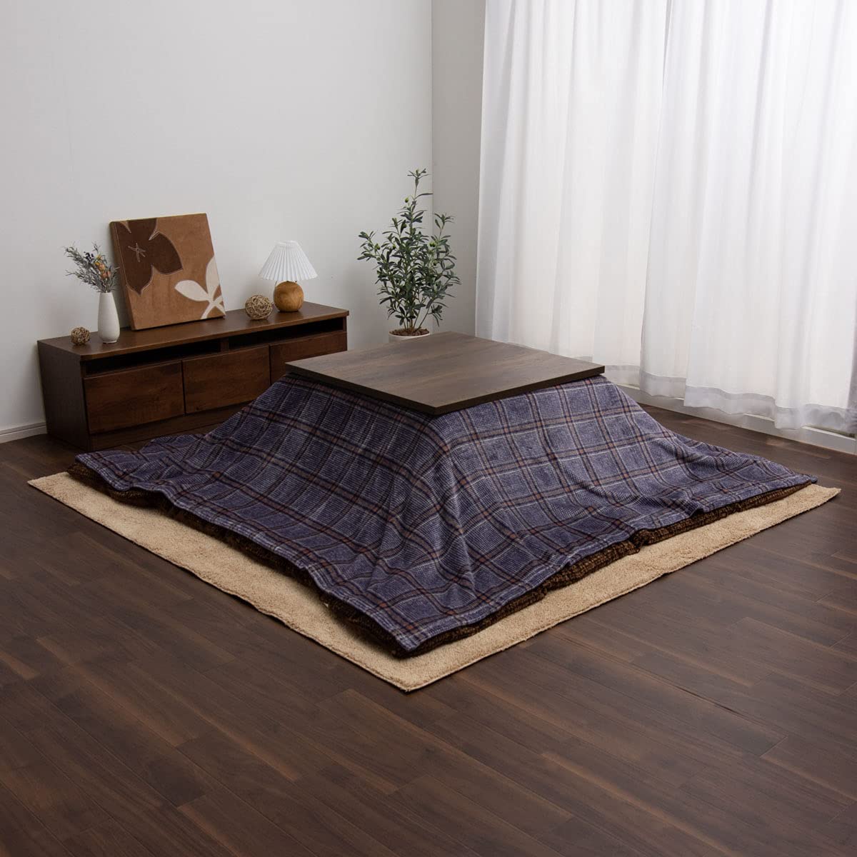 

IKEHIKO Kotatsu Futon Cover, Karis, Approx. 195 x 195cm, Navy, Casual Check Pattern, Water-Repellent, Washable #5576149