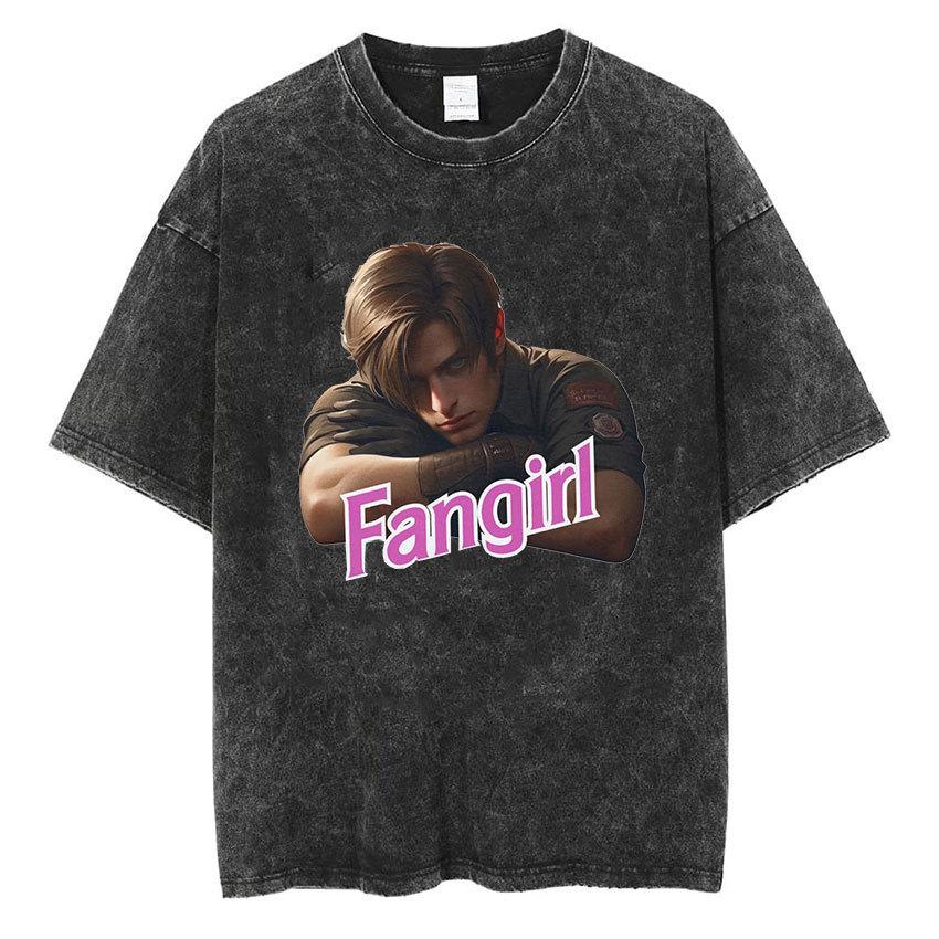 Vintage Washed Leon S Kennedy Resident Evil 4 T-Shirt Men And Women
