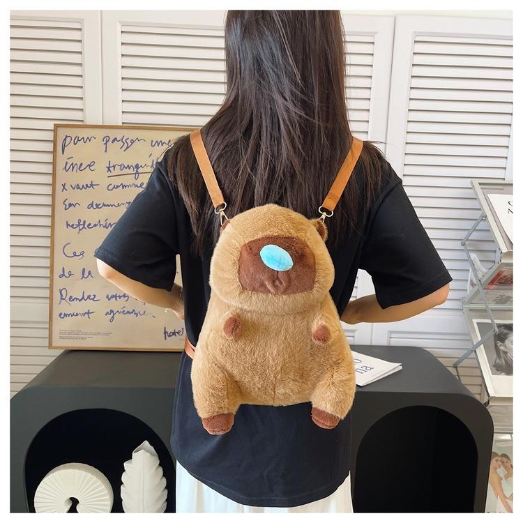 Capybara Plush Cartoon Double Shoulder Backpack - Cute Children's Bag