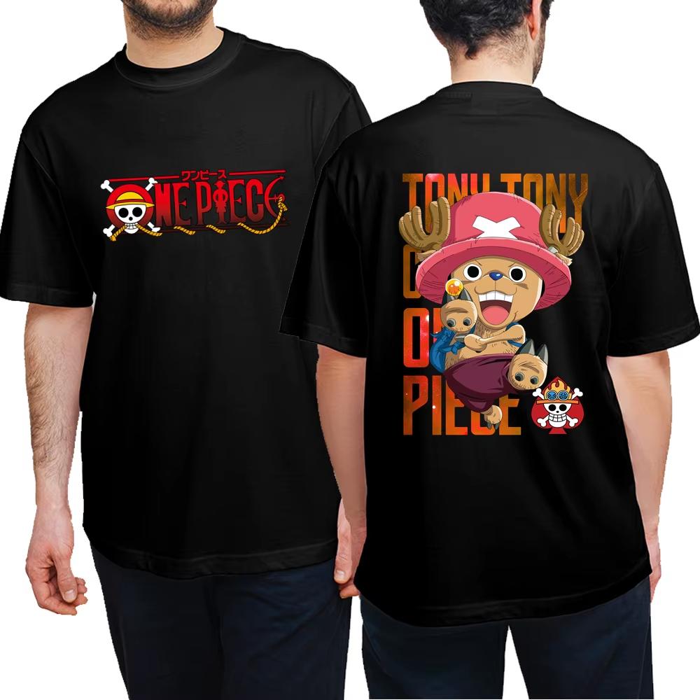 2025 ONE PIECE Animation Cut Fun Printing Summer Men and Women Pure Cotton T-shirt Street Casual Comfortable Trend T-shirt