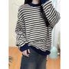 Contrast Striped Sweatshirts for Men and Women Spring and Autumn Loose and Lazy Tops Round Neck Long-sleeved Jackets