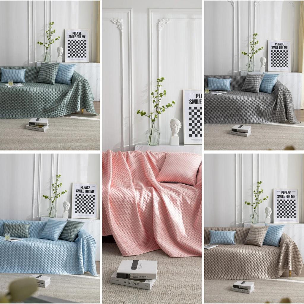 Nordic Solid Color Summer Cool Sofa Cover Sofa Towel Anti-cat Scratch Full Cover Sofas Blanket Non-slip Pet Kid Couch Towel