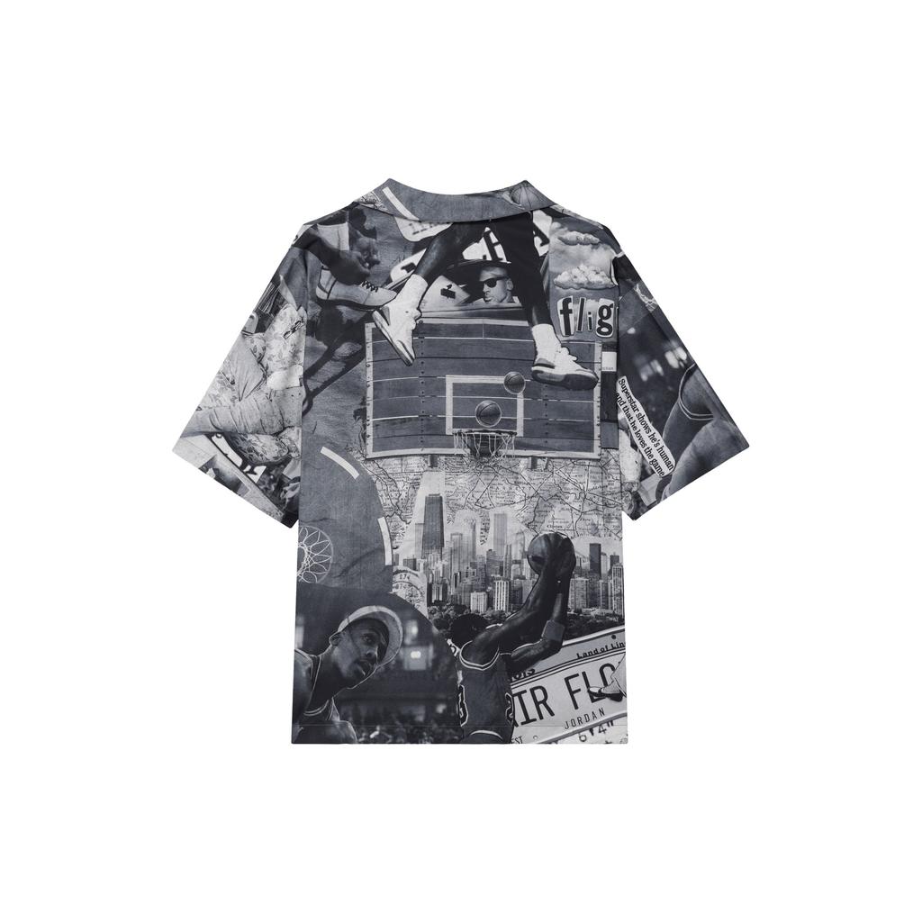 Jordan All Over Print Comfortable Sports Fashion Breathable Short Sleeve Shirt Men Shirts Charcoal-Gray FV7312133