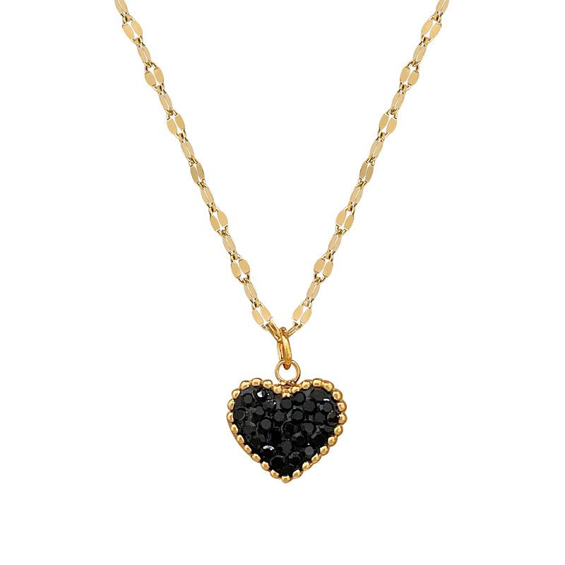 [Whole Body Titanium Steel] Minimalist Style Double-sided Love Necklace Women's Ins Collarbone Chain with Jewelry