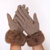 New Women Winter Keep Warm Touch Screen Suede Fabric Female Plush Wrist Not Bloated Elegant Solid Soft Cycling Drive Gloves