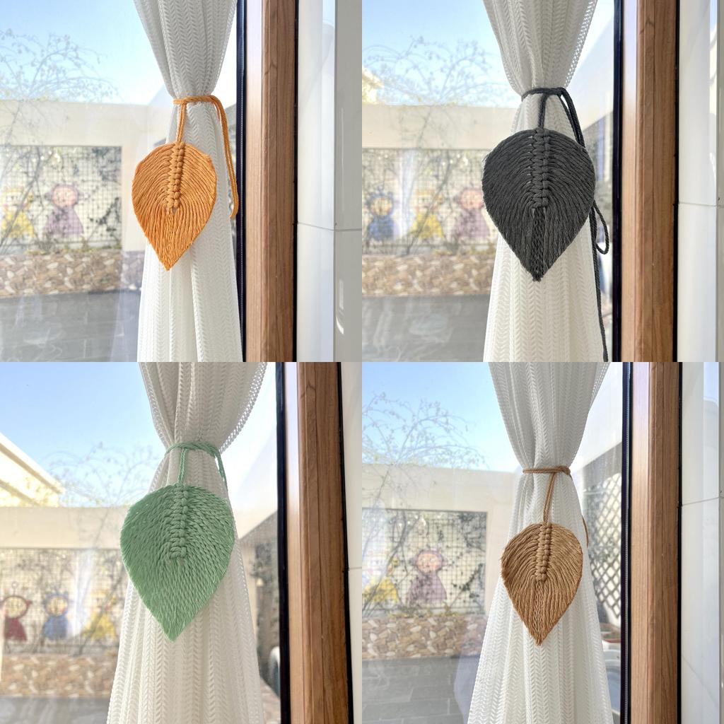 Elegant Bohemisk Flätad Tofs Gardinbindare Bomull Handgjorda Blad Gardinhållare Modern Chic Stil