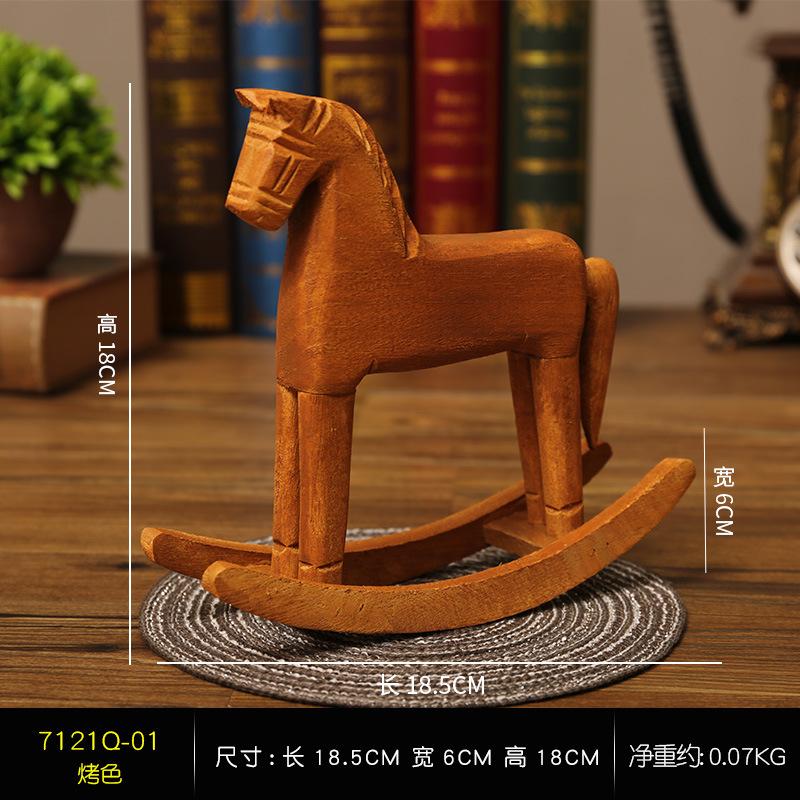 

Деревянная качалка-лошадка, винтажная резная деревянная фигурка лошади, качающаяся поделка, настольное украшение, статуэтка для домашнего декора