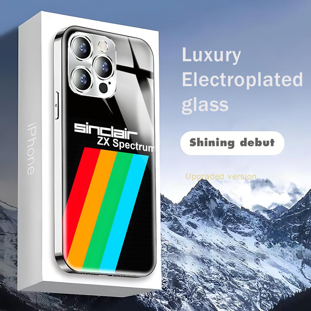 

INS Sinclair ZX Spectrum Phone Case For iphone 17 16 15 14 13 12 Pro Plus Max New Electroplated glass Case iPhone17 Pro
