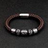 Punk Style Coffee Leather Bracelet 316L Stainless Steel 5 Viking Bead Bracelet Powerful Magnet Clasp 4 Color Friend Gifts