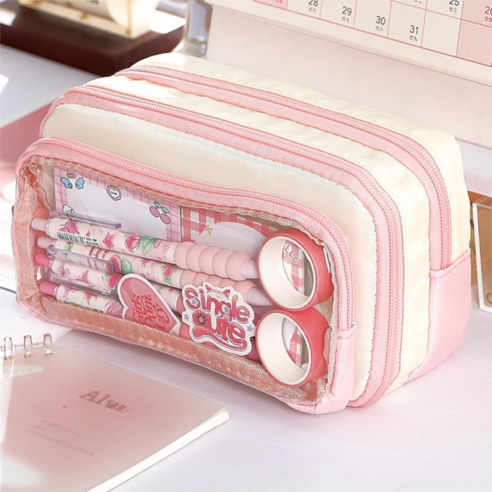 Portable Large Capacity Pencil Case Beauty Bag Cosmetic Storage Bag  Kids Children