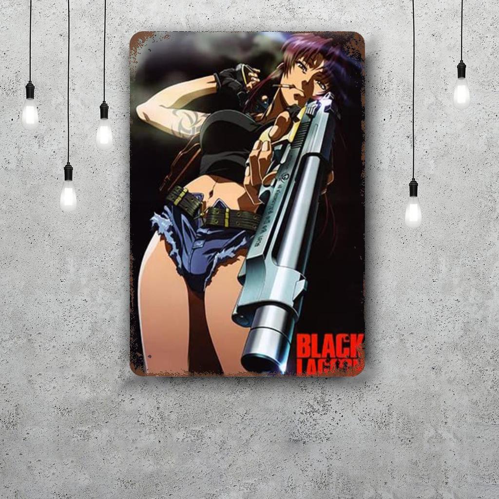 black lagoon 3 cartoon Decor Vintage Metal Signs Tin Signs Captain Poster Decor for Bar Pub Club Man Cave Wall Decoration