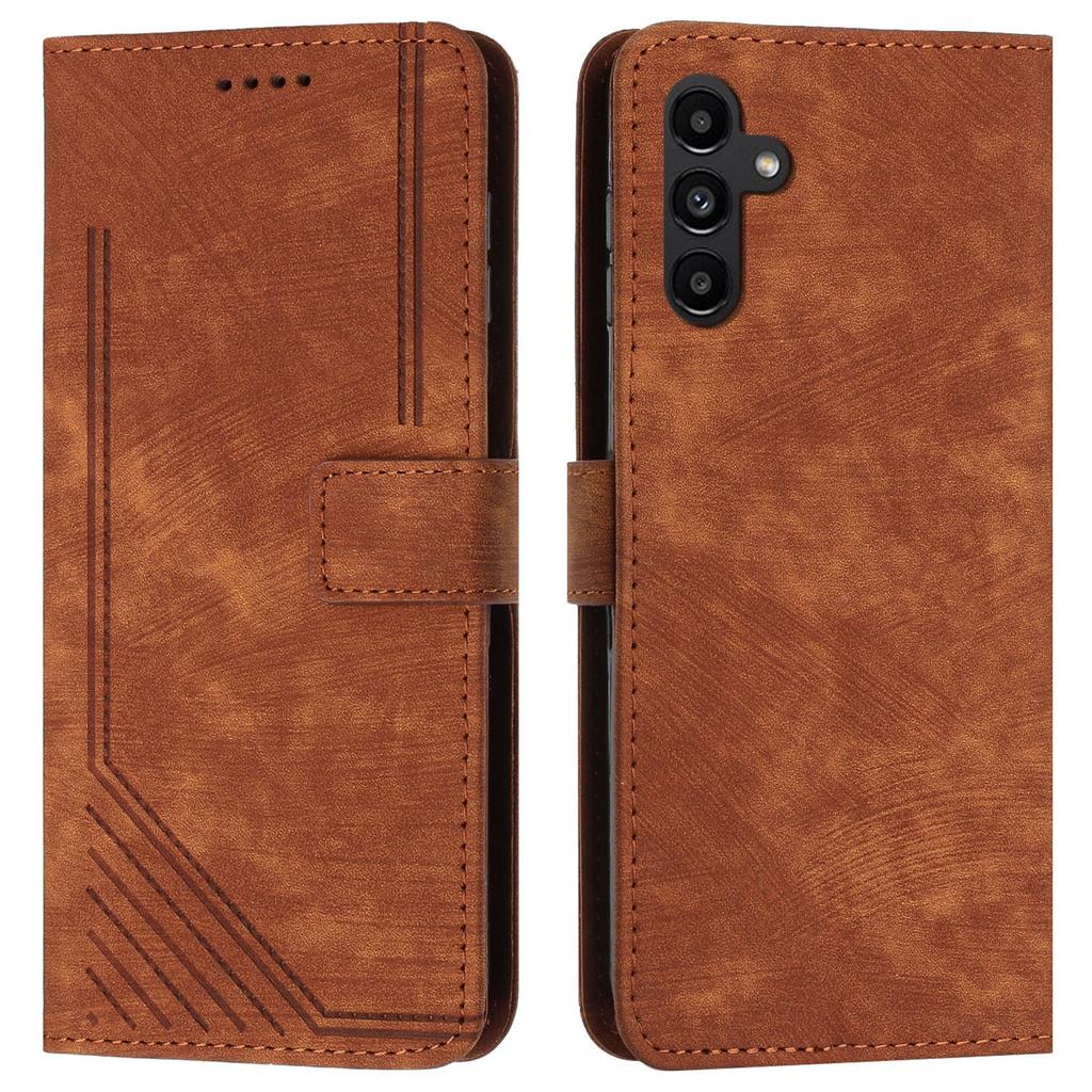 For Samsung Galaxy M35 5G Case Imprinted Lines Leather Phone Cover Bookstyle Folding Stand