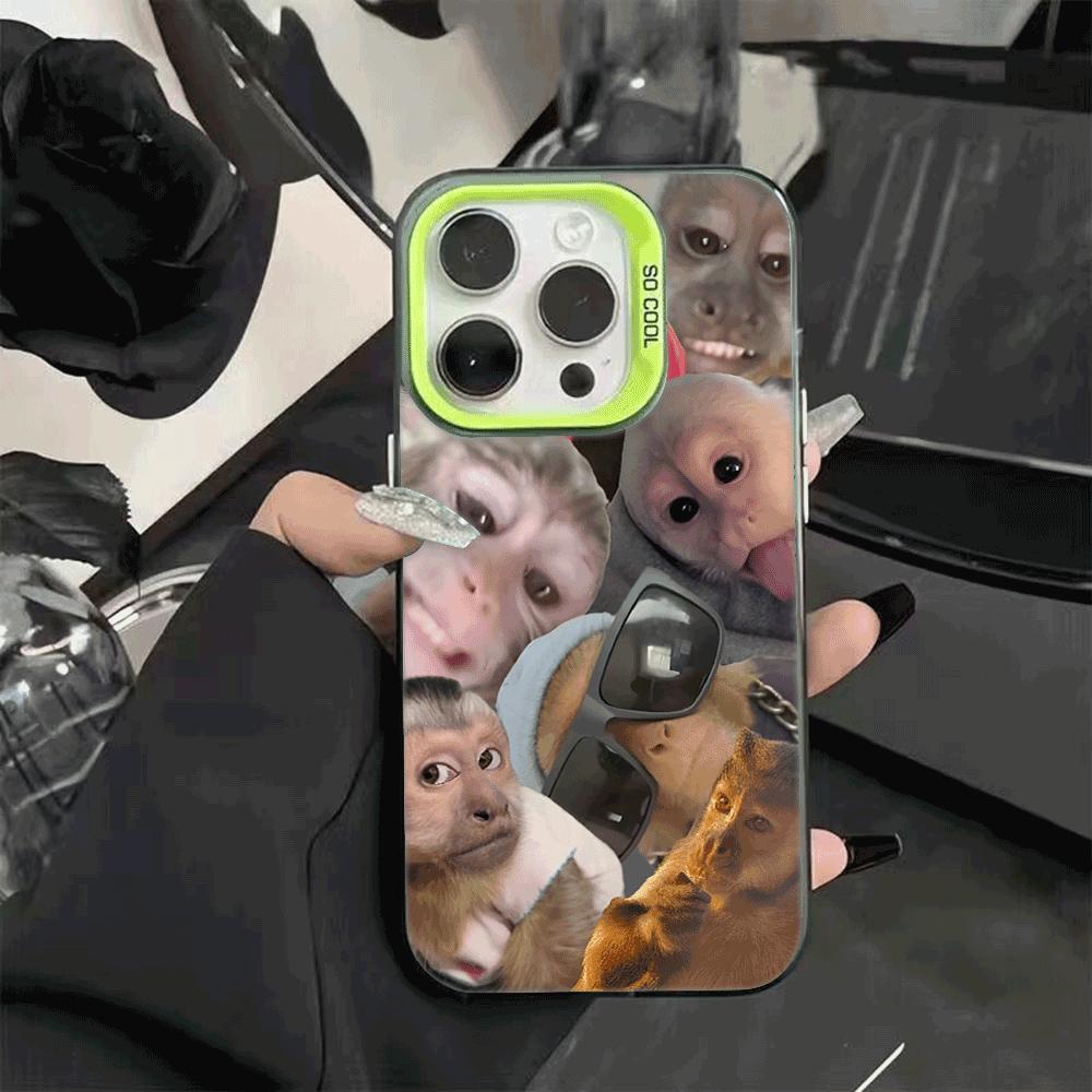 Funny Monkey Hard Phone Case For IPhone 14 15 11 12 13 16 Pro Max 7 8 14 15 Plus 12 13Mini X XS Shockproof Slim Trendy  Cover