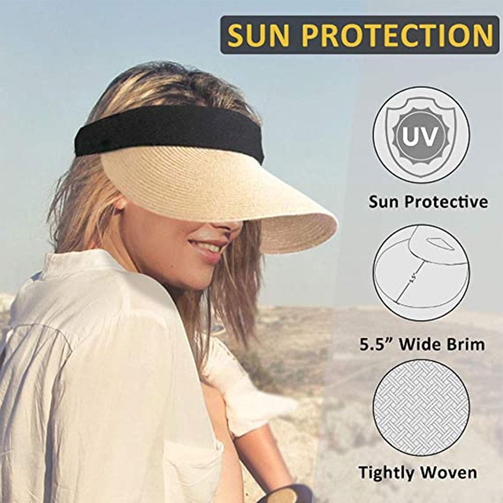 Summer Hat Wide Brim Woman Sun Cap Braided Outdoor Summer Cap Travel Accessory for Girl Lady