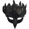 Krähe Halbmaske, Realistische Gefiederte Raben Maskerade Cosplay Zubehör für Halloween Mardi Gras/ 6,3x11,8 Zoll