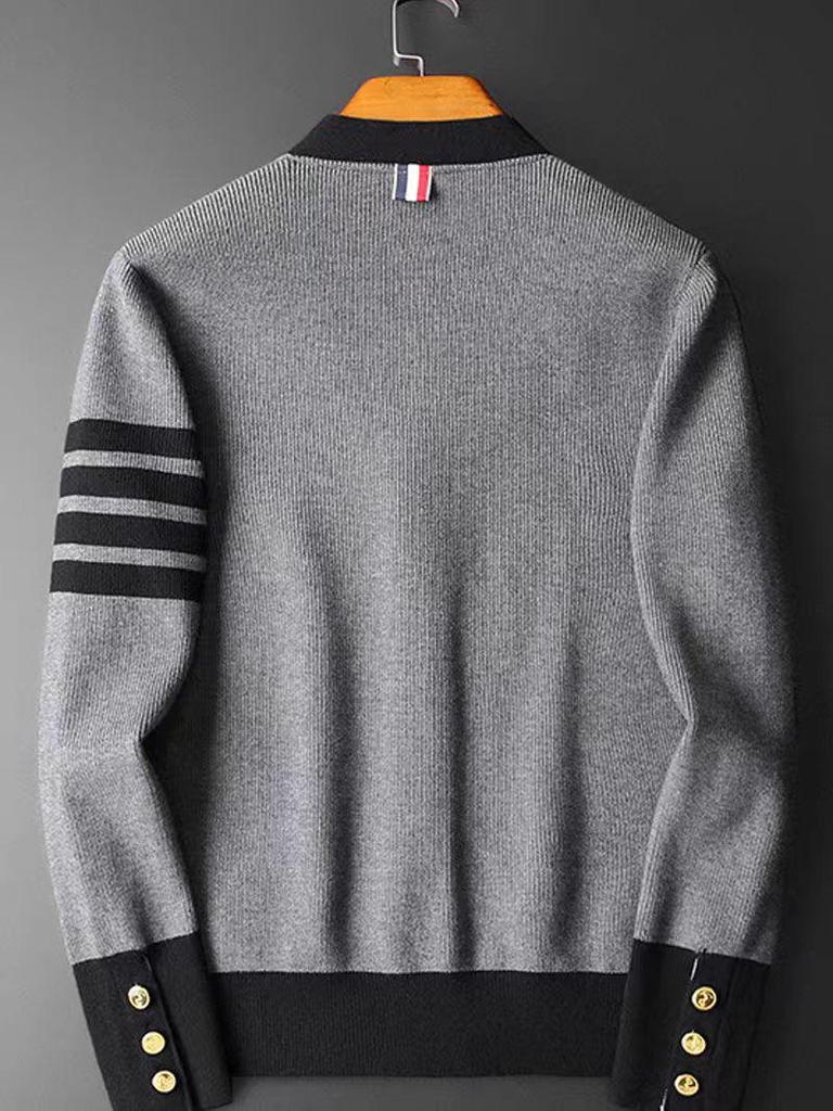 Men's Autumn Patchwork Cardigan Sweater - Loose, Handsome Hong Kong Style Knitted Coat