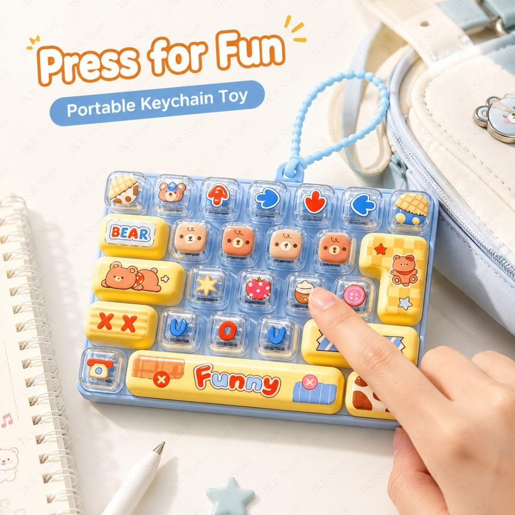 Keyboard Clicker Fidget Toy 26 Button Keychain Portable Anti Stress Decompression Gadget For Desk Travel Party Favor Daily Use
