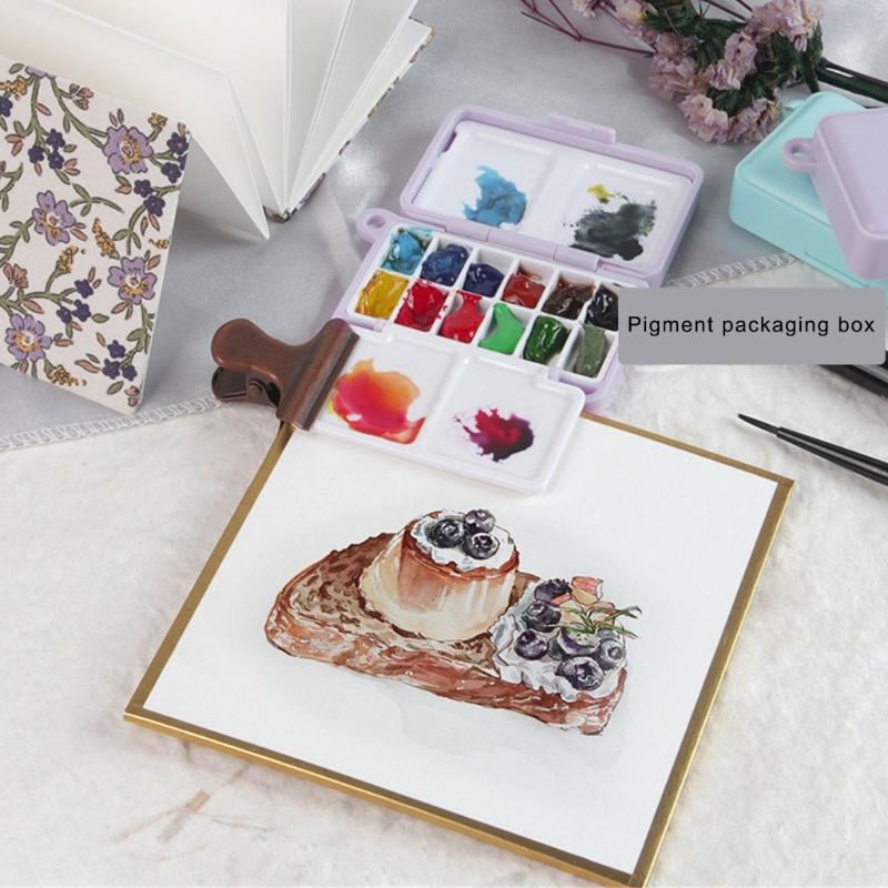 Travel Watercolor Paint Box 12 Well Folding Paint Palette Box Portable Watercolor Paint Mixing Tray For Artist Student