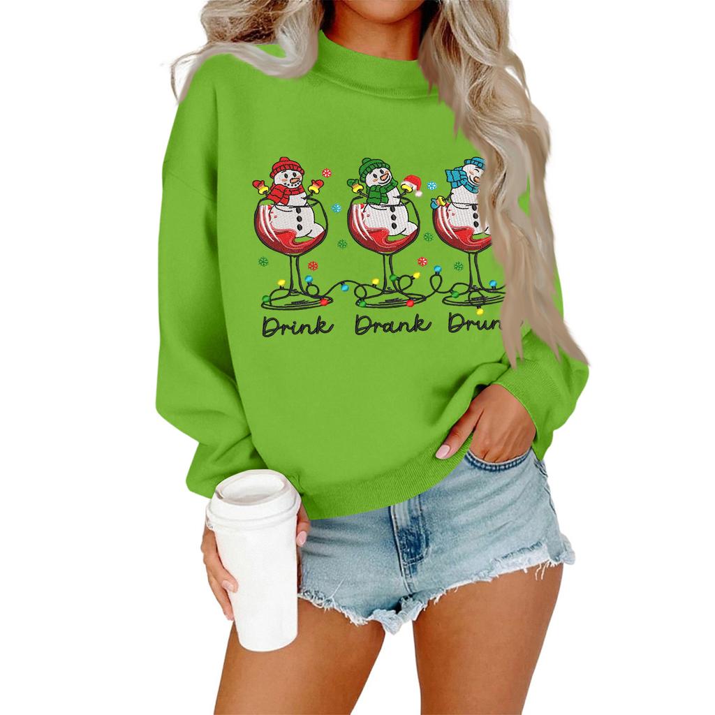 Women's Casual Fashion Round Neck Long Sleeve Christmas Printed Sweatshirt