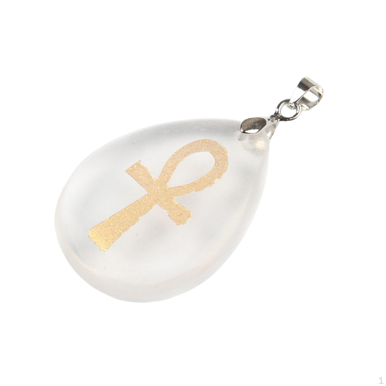 Ancient Egyptian Necklace Pendant, Ankh Cross Sacred Symboll Vibrant Color Decoration Talisman белый