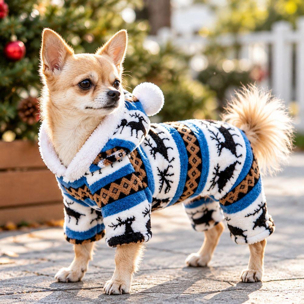 Windproof Dog Winter Coat Warm Thickened Pet Four-Legged Jumpsuit Dog Hoodie Costume Small Dogs