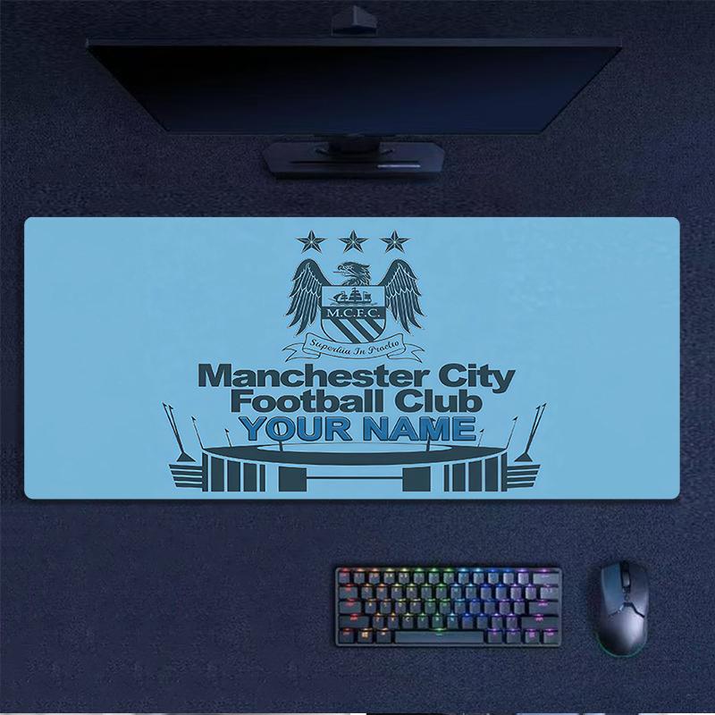 Custom Name,Manchester City Mouse Pad, Large Gaming Desk Mat, Non-slip XXL Mousepad for Laptop & Tablet, Mini PC Playmat with Stitched Edges