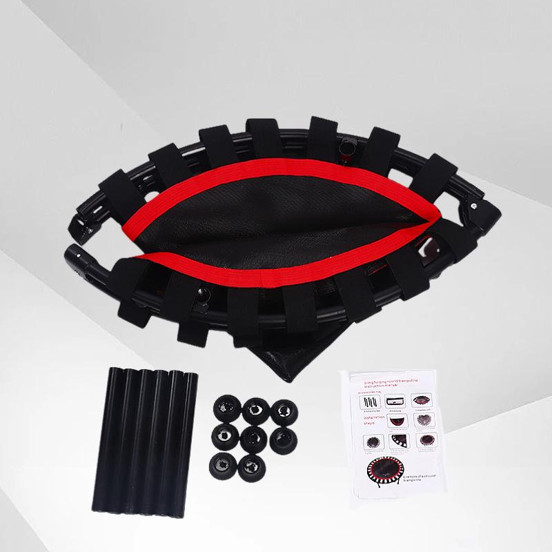 40" Round T-Handle Folding Indoor Trampoline for Kids with Handrail
