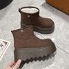 Fashion 8CM New Winter Women Warm Snow Boots Heels High Top Sport 2025 Autumn Sneakers Platform Motorcycle Boots Women Botas Feminina