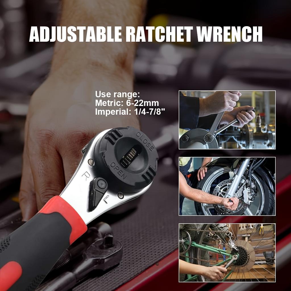 Adjustable Ratchet Wrench Universal Adjustable Hex Wrench, Small and Large Wrench Kit Manual Tool Locking Adjustable Wrench with Non-slip Handle