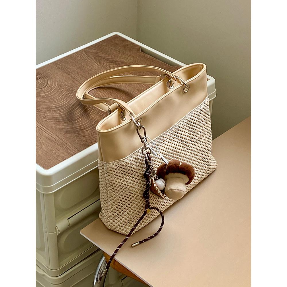 IELGY Ladies Tote Bag Seasonal Woven Gentle Style Large Capacity Casual Portable
